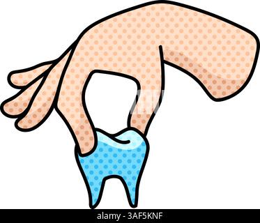dentist tooth pliers halftone hand drawn color vector illustration Stock Vector
