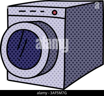 electric washing machine halftone hand drawn color vector illustration Stock Vector