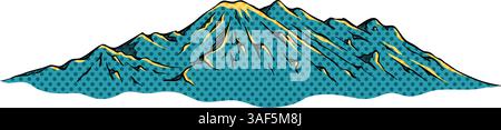 Hand drawn mountains halftone color vector illustration Stock Vector