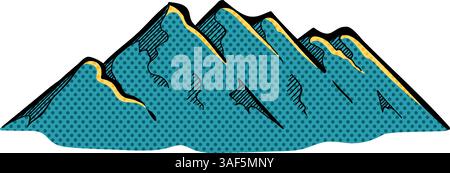 Mountain hand drawn halftone color vector illustration Stock Vector