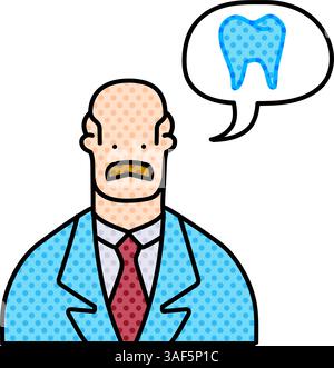 dentist halftone hand drawn color vector illustration Stock Vector