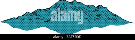 Hand drawn mountains halftone color vector illustration Stock Vector