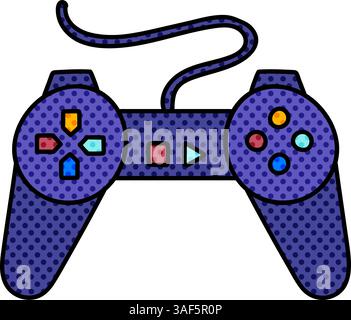 game controller halftone hand drawn color vector illustration Stock Vector