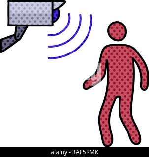 motion sensor halftone hand drawn color vector illustration Stock Vector