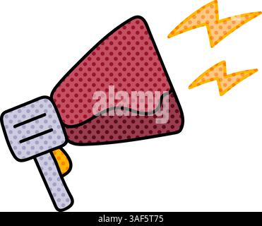megaphone loudspeaker halftone hand drawn color vector illustration Stock Vector