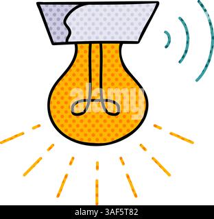 light bulb lighting halftone hand drawn color vector illustration Stock Vector