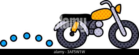 map motorcycle route halftone hand drawn color vector illustration Stock Vector