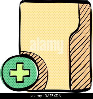 Folder halftone icon hand drawn color vector illustration Stock Vector
