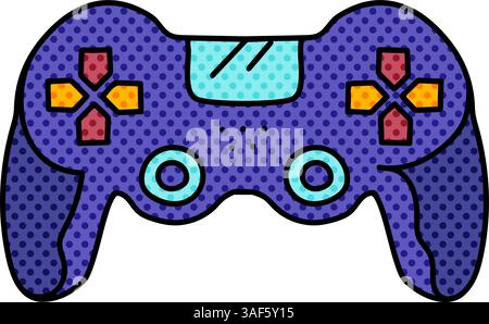 game controller halftone hand drawn color vector illustration Stock Vector