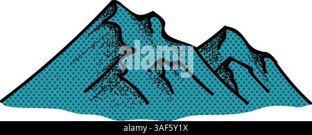Mountain hand drawn halftone color vector illustration Stock Vector