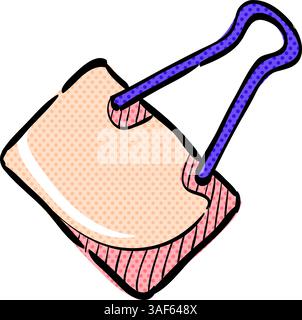 Binder clip halftone icon hand drawn color vector illustration Stock Vector