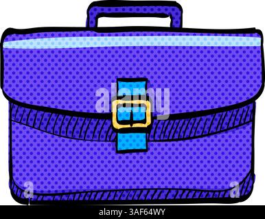 Briefcase halftone icon hand drawn color vector illustration Stock Vector