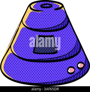 Space capsule halftone icon hand drawn color vector illustration Stock Vector
