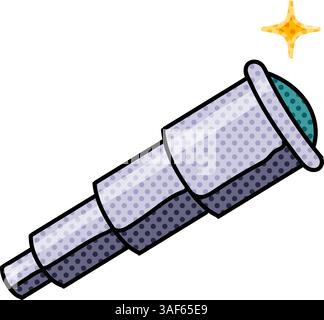 telescope halftone hand drawn color vector illustration Stock Vector