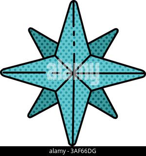 compass halftone hand drawn color vector illustration Stock Vector