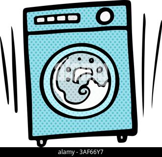 Washing machine hand drawn halftone color vector illustration Stock Vector