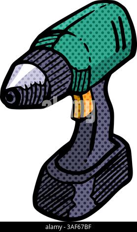 electric drill icon hand drawn halftone color vector illustration Stock Vector
