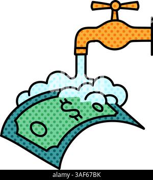 hand washing halftone hand drawn color vector illustration Stock Vector ...