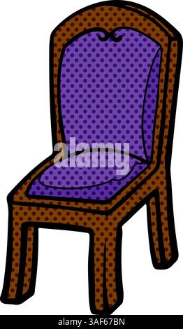 Purple wooden chair hand drawn halftone color vector illustration Stock Vector