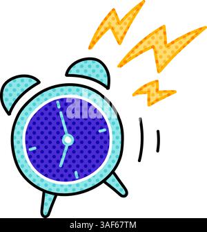 alarm clock halftone hand drawn color vector illustration Stock Vector