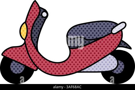 vintage scooter halftone hand drawn color vector illustration Stock Vector
