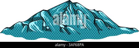 Hand drawn mountains halftone color vector illustration Stock Vector
