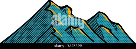 Hand drawn mountains halftone color vector illustration Stock Vector