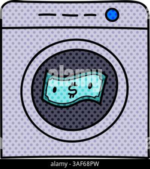 money laundry halftone hand drawn color vector illustration Stock Vector