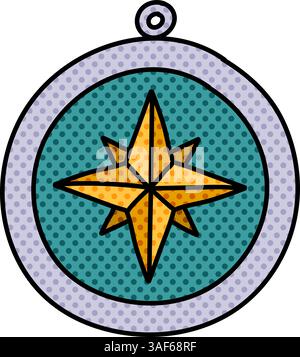 vintage compass halftone hand drawn color vector illustration Stock Vector