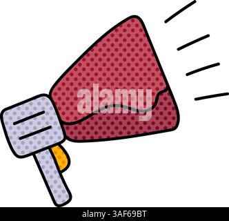 megaphone loudspeaker halftone hand drawn color vector illustration Stock Vector