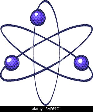 Atom structure halftone icon hand drawn color vector illustration Stock Vector