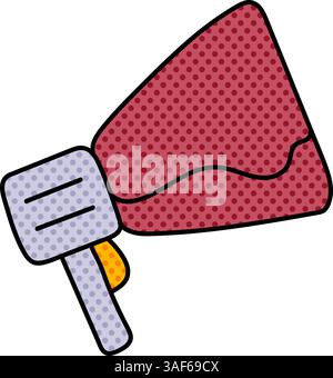 megaphone loudspeaker halftone hand drawn color vector illustration Stock Vector