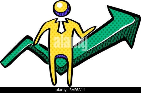 Businessman chart halftone icon hand drawn color vector illustration ...