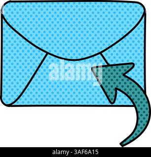 reply email halftone hand drawn color vector illustration Stock Vector