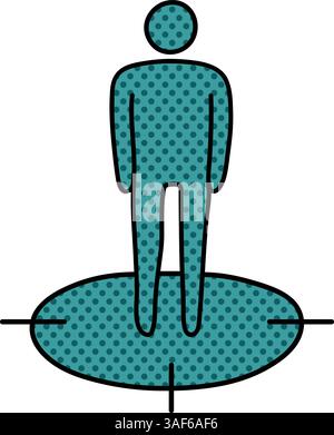 map standing person direction halftone hand drawn color vector illustration Stock Vector