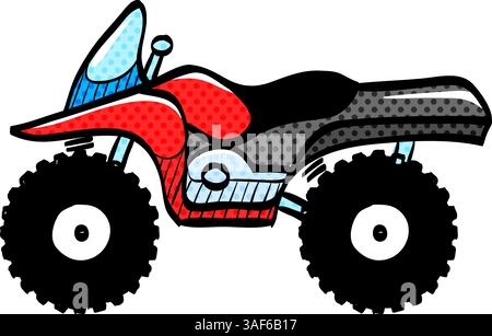 All terrain vehicle halftone icon hand drawn color vector illustration Stock Vector