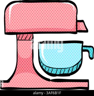 Mixer halftone icon hand drawn color vector illustration Stock Vector