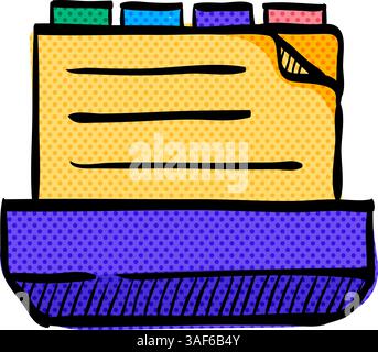 Document storage halftone icon hand drawn color vector illustration Stock Vector