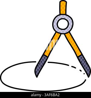 drawing compass halftone hand drawn color vector illustration Stock Vector