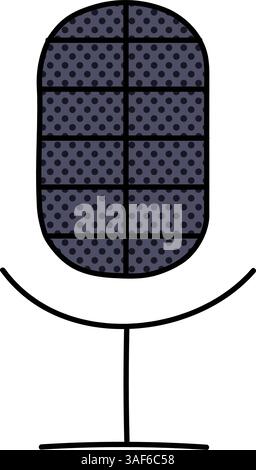 microphone halftone hand drawn color vector illustration Stock Vector
