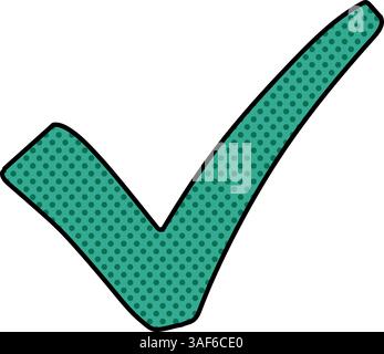 check mark halftone hand drawn color vector illustration Stock Vector