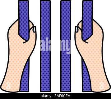 jail bars halftone hand drawn color vector illustration Stock Vector