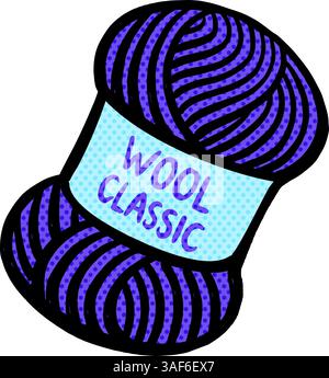 Wool yarn hand drawn illustration halftone color vector illustration Stock Vector