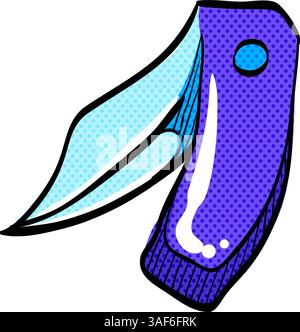 Knife halftone icon hand drawn color vector illustration Stock Vector