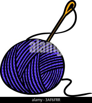 Yarn and needles hand drawn illustration halftone color vector illustration Stock Vector
