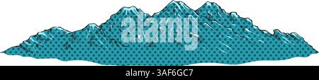 Hand drawn mountains halftone color vector illustration Stock Vector