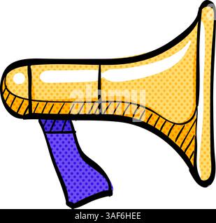 Megaphone halftone icon hand drawn color vector illustration Stock Vector
