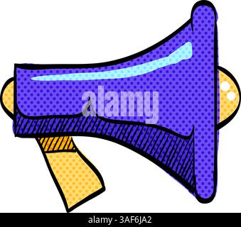Megaphone halftone icon hand drawn color vector illustration Stock Vector