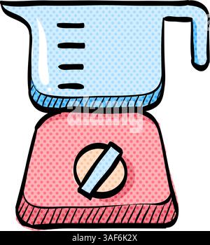 Juicer halftone icon hand drawn color vector illustration Stock Vector
