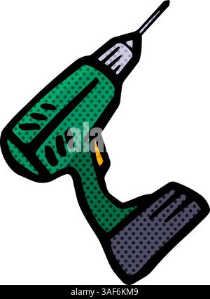 electric drill icon hand drawn halftone color vector illustration Stock Vector
